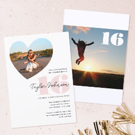 Custom Age Verjaardag Party Foto Hart Tiener Wit Kaart