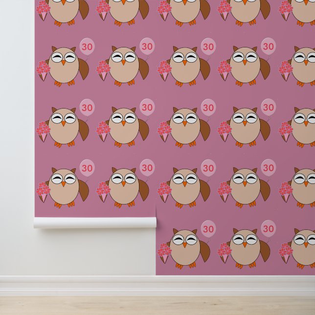 Custom Age Verjaardag Uil Patroon Behang (Applicatie)