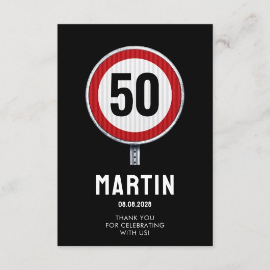CUSTOM AGE verjaardagsfeestje met verkeersbord Bedankkaart (Voorkant)