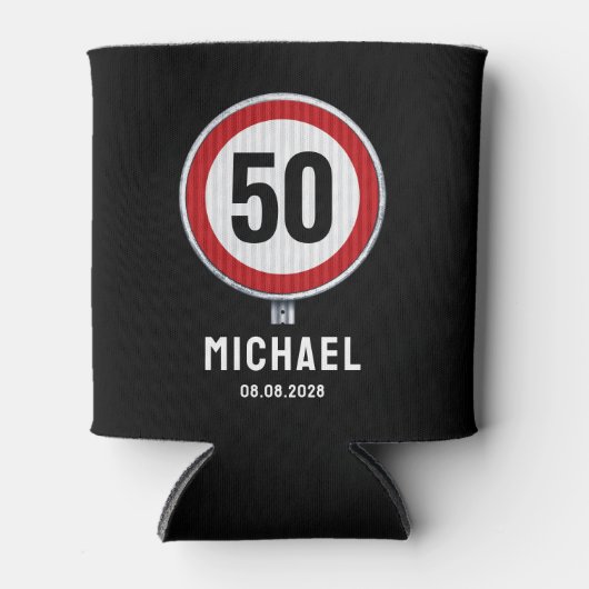 CUSTOM AGE verjaardagsfeestje met verkeersbord Blikjeskoeler (Voorkant)