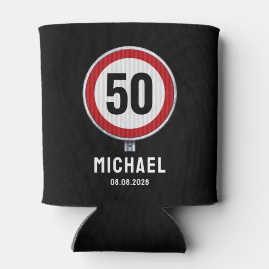 CUSTOM AGE verjaardagsfeestje met verkeersbord Blikjeskoeler (Achterkant)