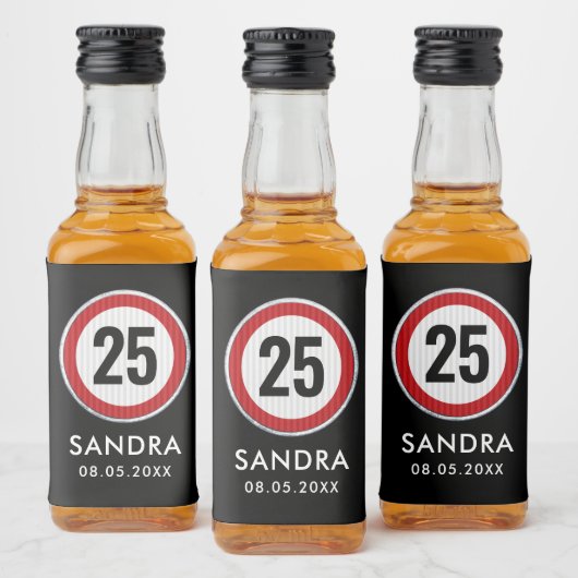 CUSTOM AGE verjaardagsfeestje met verkeersbord Likeurfles Etiket (Flessen)