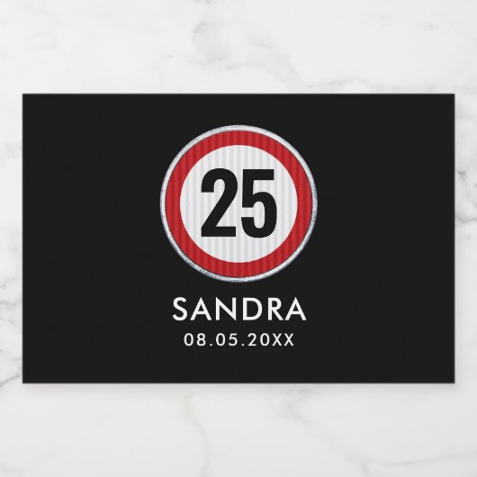 CUSTOM AGE verjaardagsfeestje met verkeersbord Likeurfles Etiket (Enkel label)