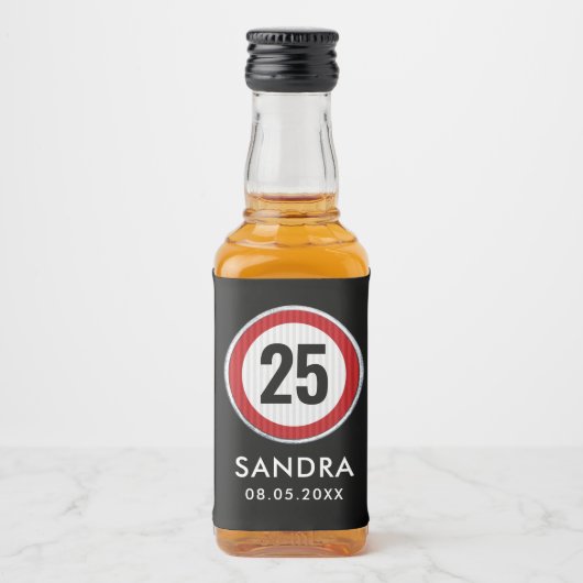 CUSTOM AGE verjaardagsfeestje met verkeersbord Likeurfles Etiket (Voorkant)