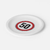 CUSTOM AGE verjaardagsfeestje met verkeersbord Papieren Bordje (Gekanteld)