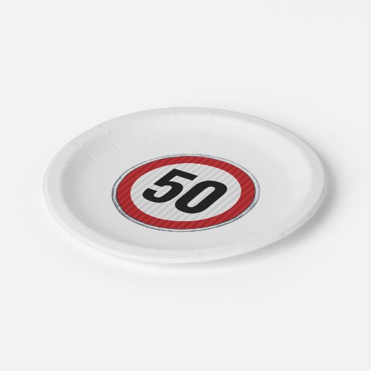 CUSTOM AGE verjaardagsfeestje met verkeersbord Papieren Bordje (Gekanteld)