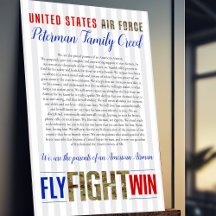 Custom Air Force Family Creed Acryl Wall Art