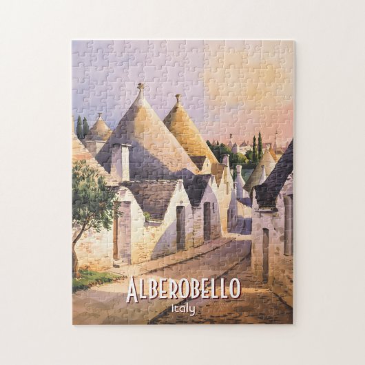 Custom Alberobello Trulli House Watercolor Travel Legpuzzel (Verticaal)