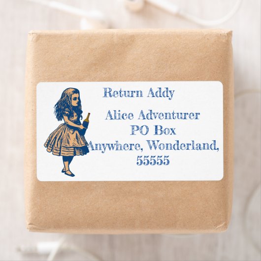 Custom Alice Wonderland Navy Return Address Label (Insitu)