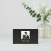 Custom All Black and Gold Best Luxury Photo Name Visitekaartje (Staand voorkant)
