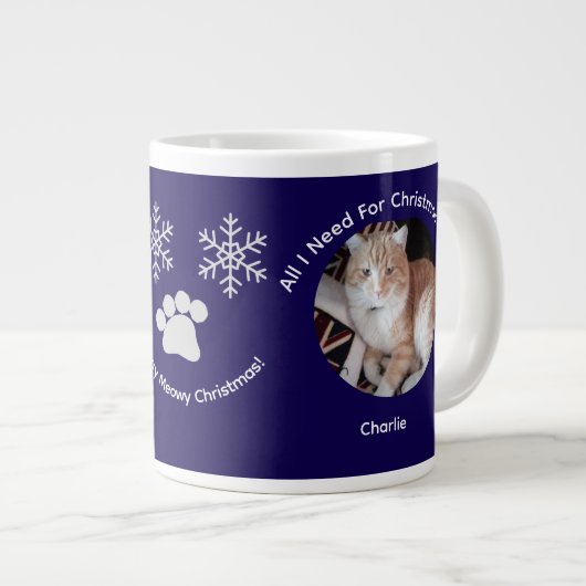 Custom All I Need Cat Photo Specialty Mug Grote Koffiekop (Voorkant rechts)
