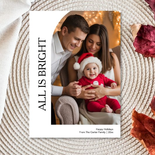 Custom All is Bright Holiday Greeting voor gezinne Feestdagenkaart