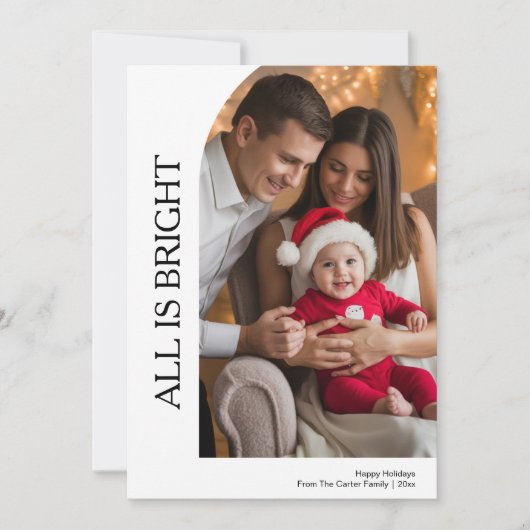 Custom All is Bright Holiday Greeting voor gezinne Feestdagenkaart (Voorkant)