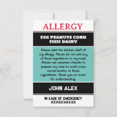 Custom Allergy Alert Chef Kaart (Voorkant)
