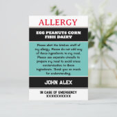 Custom Allergy Alert Chef Kaart (Staand voorkant)