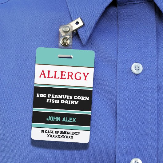Custom Allergy Alert Chef Kaart Badge
