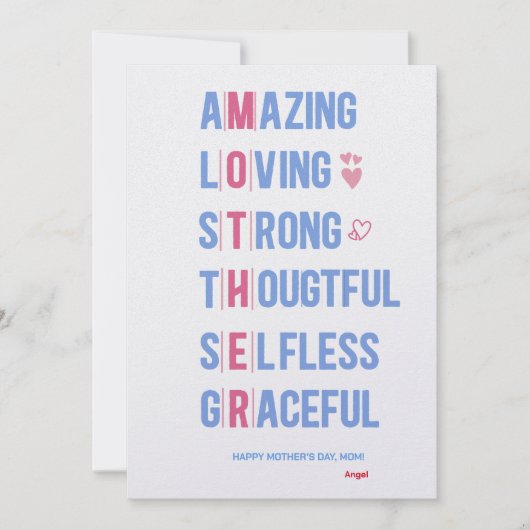 Custom Amazing Mom Kwaliteiten Kaart voor Moederda (Voorkant)