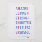 Custom Amazing Mom Kwaliteiten Kaart voor Moederda (Voorkant / Achterkant)