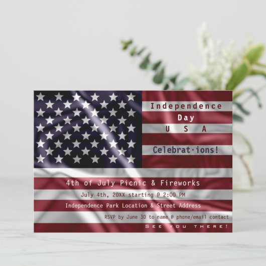 Custom American Flag, Viering van 4 juli Kaart (Staand voorkant)