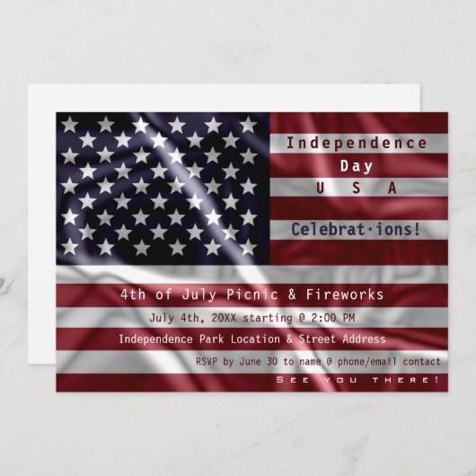 Custom American Flag, Viering van 4 juli Kaart (Voorkant / Achterkant)