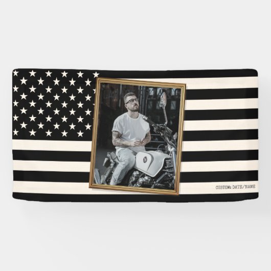 Custom American Flag with Your Photo, Dorm Decor Spandoek (Horizontaal)