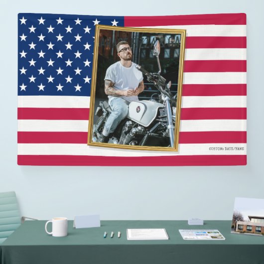 Custom American Flag with Your Photo, Dorm Decor Spandoek (Beurs)