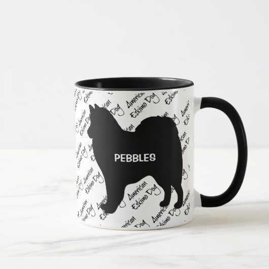 CUSTOM Amerikaanse Eskimo Dog Silhouette Mok (Rechts)