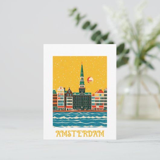 Custom Amsterdam Nederland Briefkaart (Staand voorkant)