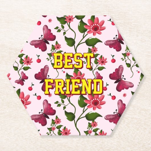 Custom and personalized floral Butterfly pattern  Kartonnen Onderzetters (Voorkant)