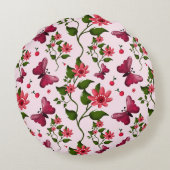Custom and personalized floral Butterfly pattern  Rond Kussen (Achterkant)