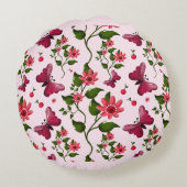 Custom and personalized floral Butterfly pattern  Rond Kussen (Achterkant)