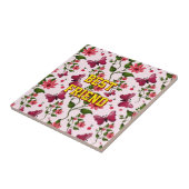 Custom and personalized floral Butterfly pattern  Tegeltje (Zijkant)