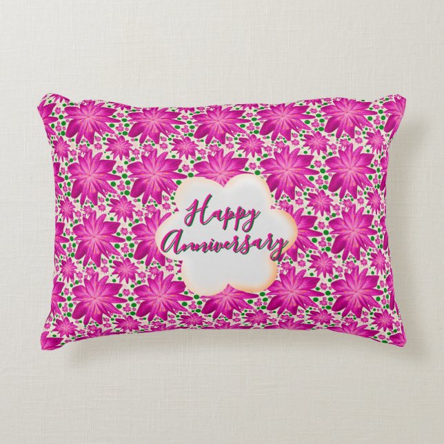 Custom and personalized pink floral  accent kussen (Voorkant)