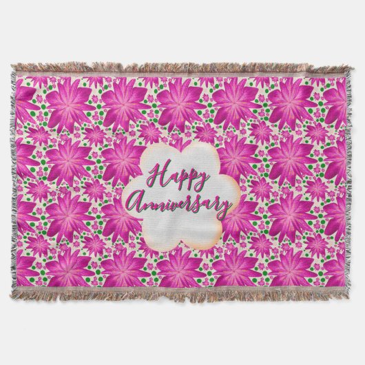 Custom and personalized pink floral  deken (Voorkant)