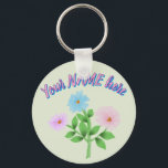 Custom and personalized watercolor floral gift  sleutelhanger<br><div class="desc">A delicate, hand-painted digital watercolor illustration featuring a trio of ethereal wildflowers in soft shades of sky blue, misty purple, and blush pink. This botanical piece captures the fluid transparency of traditional watercolor with a modern, clean aesthetic. Perfect for cottagecore lovers, nursery decor, or anyone who appreciates the quiet beauty...</div>