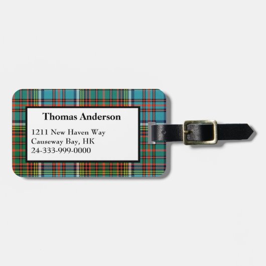 Custom Anderson Tartan Pset Bagagelabel (Voorkant horizontaal)