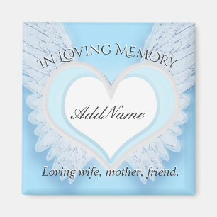 Custom Angel Wings and Heart Memorial Magneet