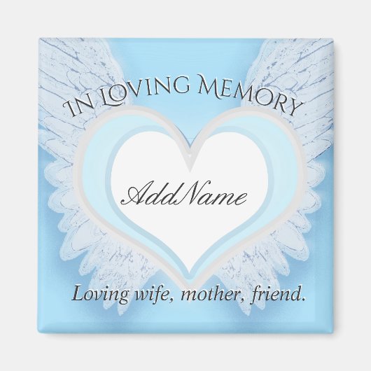 Custom Angel Wings and Heart Memorial Magneet (Voorkant)