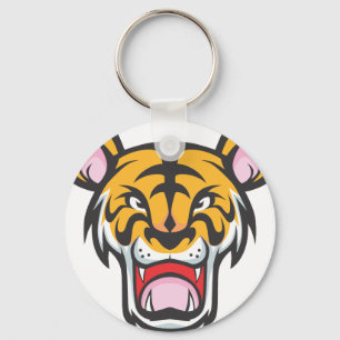 Custom Angry Tiger Cartoon Sleutelhanger