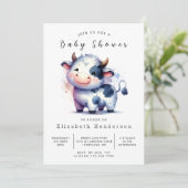Custom Animal Rustic Koe Baby shower Kaart (Staand voorkant)
