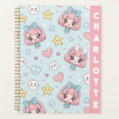 Custom Anime Kawaii with Hearts and Star Planner (Voorkant)