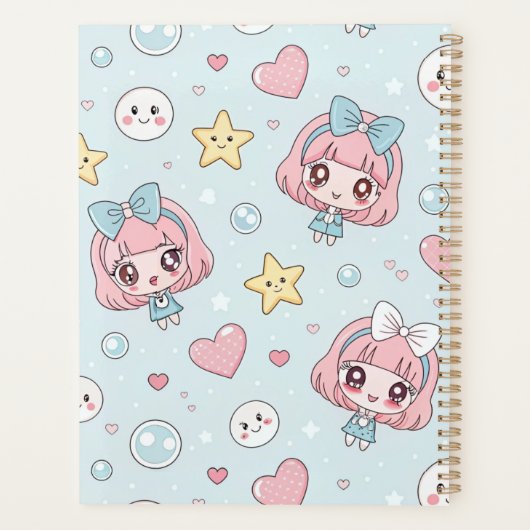 Custom Anime Kawaii with Hearts and Star Planner (Achterkant)