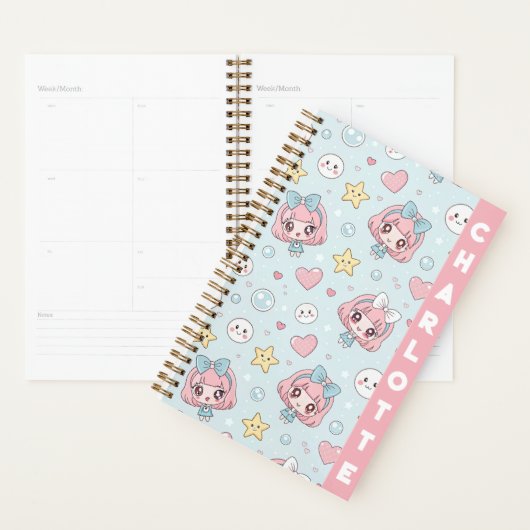 Custom Anime Kawaii with Hearts and Star Planner (Display)