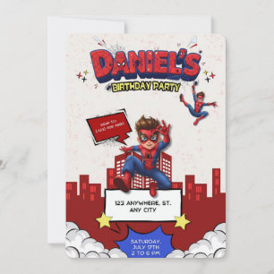 Custom Anime Spider-Man Birthday Invitation Kaart
