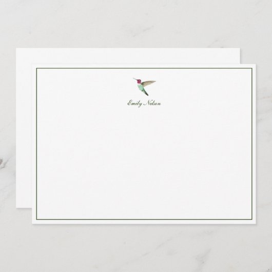Custom Anna's Hummingbird Note Kaart Notitiekaartje (Voorkant / Achterkant)