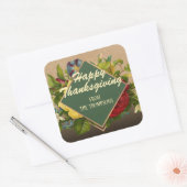 Custom Antiek Bloemen Happy Thanksgiving Vierkante Sticker (Envelop)