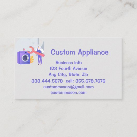 Custom Appliance Service & Repair Visitekaartje MA (Voorkant)