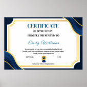 Custom Appreciation Achievement Gold Certificaat P Poster (Voorkant)