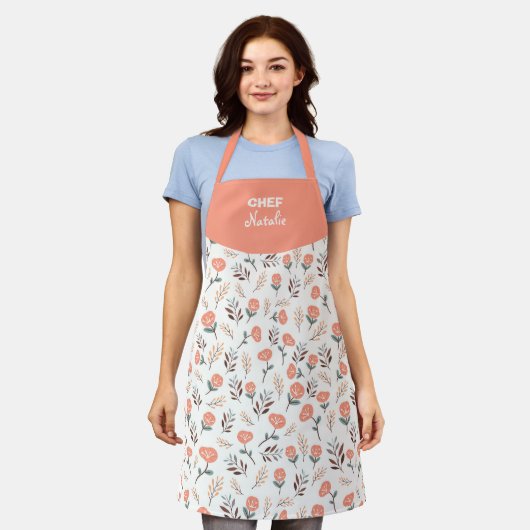 Custom Apron with Red Poppies Schort (Gedragen)