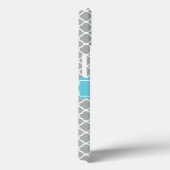 Custom Aqua and Silver Grey Moroccan Quatrefoil Case-Mate iPhone Case (Achterkant / Rechts)